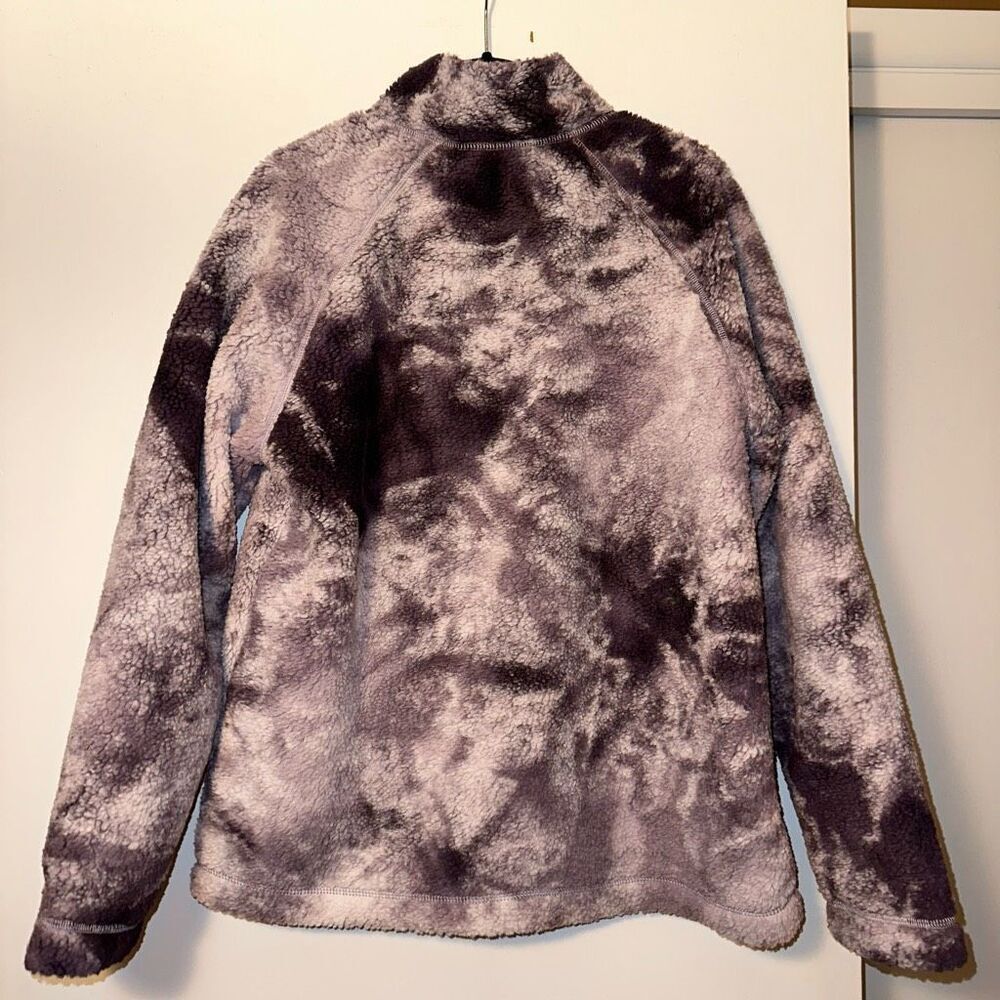 The North Face Womens Sherpa Purple White Tie Dye Zipper Jacket Medium EUC - Picture 4 of 11